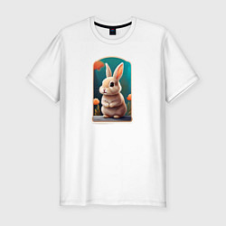Мужская slim-футболка Пушистый маленький кролик