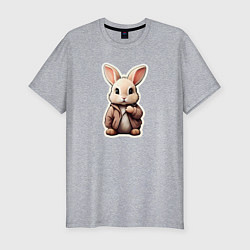 Мужская slim-футболка Маленький пушистый кролик