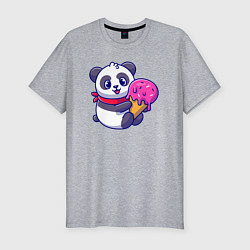 Мужская slim-футболка Панда и мороженое