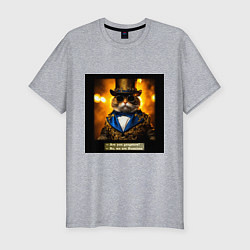 Мужская slim-футболка Кот в цилиндре: вы гангстеры? нет, мы русские