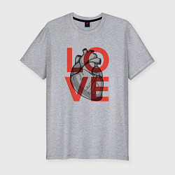 Мужская slim-футболка Love с сердцем