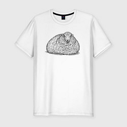 Футболка slim-fit Овца лежит, цвет: белый