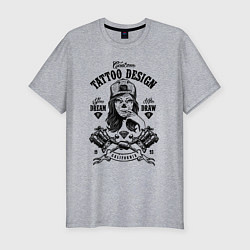 Мужская slim-футболка Custom tattoo saloon