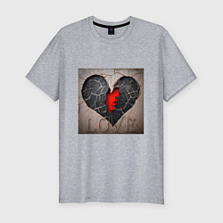 Мужская slim-футболка Трещина на сердце