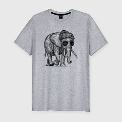 Мужская slim-футболка Слон-хипстер