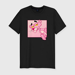Мужская slim-футболка Розовая пантера из мультфильма