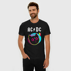 Футболка slim-fit AC DC rock star cat, цвет: черный — фото 2