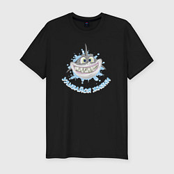 Мужская slim-футболка Улыбающаяся акула - улыбайся жизни