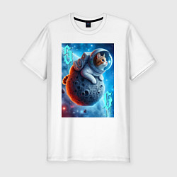 Мужская slim-футболка Space cat - ai art