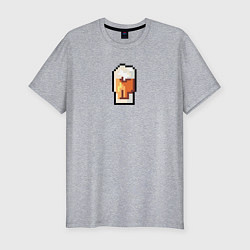 Мужская slim-футболка Пиксельный бокал пива