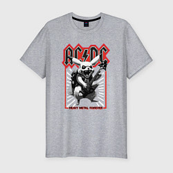 Мужская slim-футболка AC DC на фоне Пикачу играющего рок на гитаре