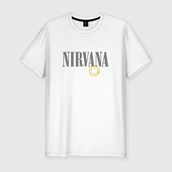 Мужская slim-футболка Nirvana logo smile