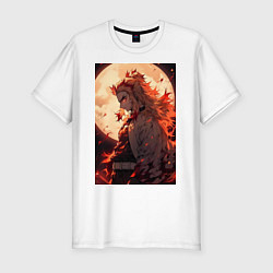 Мужская slim-футболка Кёджуро Ренгоку столп пламени