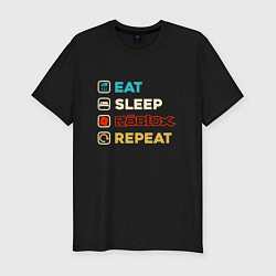 Мужская slim-футболка Eat sleep roblox repeat art