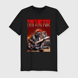 Мужская slim-футболка Котяра гитарист - панк не умер