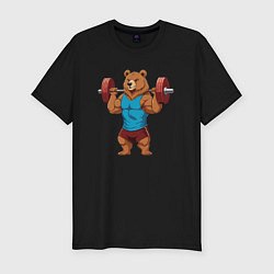 Мужская slim-футболка Медведь со штангой