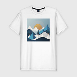 Мужская slim-футболка Горный пейзаж - абстракция с горами