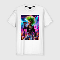 Мужская slim-футболка Барби панк певица - нейросеть