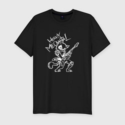 Мужская slim-футболка Кот хеви метал