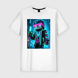 Мужская slim-футболка Minecraft - neon character ai art