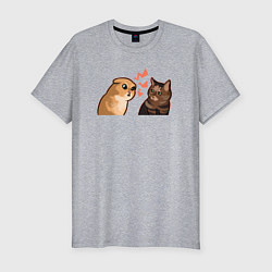 Футболка slim-fit Недовольный и грустный кот - Talking Cats, цвет: меланж