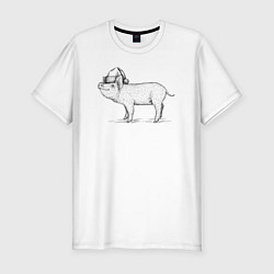 Мужская slim-футболка Новогодний минипиг