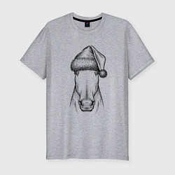 Мужская slim-футболка Новогодняя лошадь