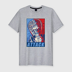 Мужская slim-футболка Attack brain-alien