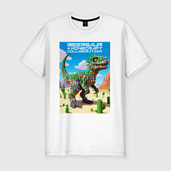 Мужская slim-футболка Minecraft and beersaur - ai art collaboration