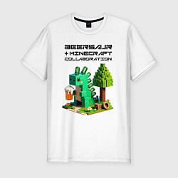 Мужская slim-футболка Collaboration of Minecraft and beersaur - ai art