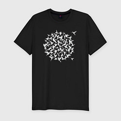 Мужская slim-футболка Птички колибри