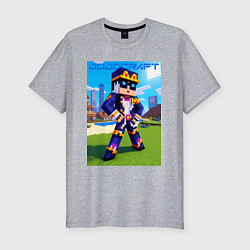 Футболка slim-fit Jotaro Kujo and Minecraft - collaboration, цвет: меланж