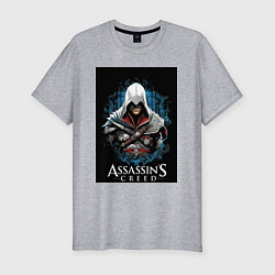 Мужская slim-футболка Assassins creed белый костюм