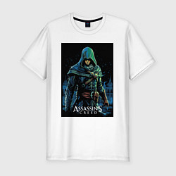 Мужская slim-футболка Assassins creed в капюшоне