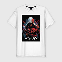 Мужская slim-футболка Assassins creed красные пятна