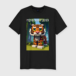 Мужская slim-футболка Funny tiger cub - Minecraft