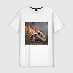 Мужская slim-футболка Ёжик в огне