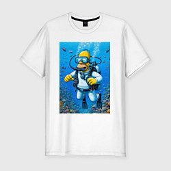Мужская slim-футболка Homer diving - ai art