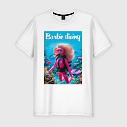 Мужская slim-футболка Barbie diving - ai art