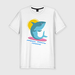 Мужская slim-футболка Акула серфит