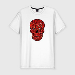 Мужская slim-футболка Red decorative skull