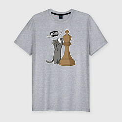 Мужская slim-футболка Кот Джексон и шахматный король