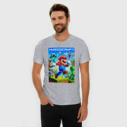 Футболка slim-fit Mario in Minecraft - ai art collaboration, цвет: меланж — фото 2