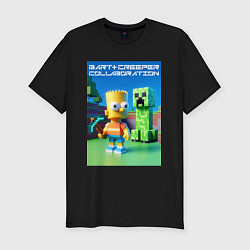 Мужская slim-футболка Bart and Creeper - collaboration ai art