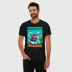 Футболка slim-fit Mario and Minecraft - collaboration pixel art, цвет: черный — фото 2