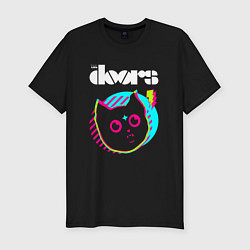 Мужская slim-футболка The Doors rock star cat