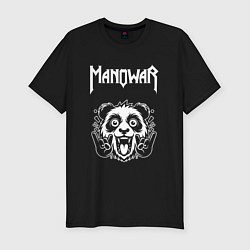 Мужская slim-футболка Manowar rock panda