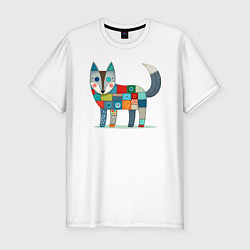 Мужская slim-футболка Funny fox - patchwork ai art