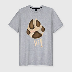 Мужская slim-футболка Лапа собаки акварелью