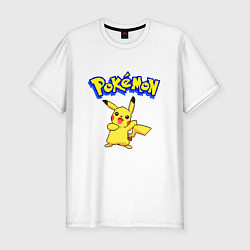 Мужская slim-футболка Pikachu 8-bit pixels